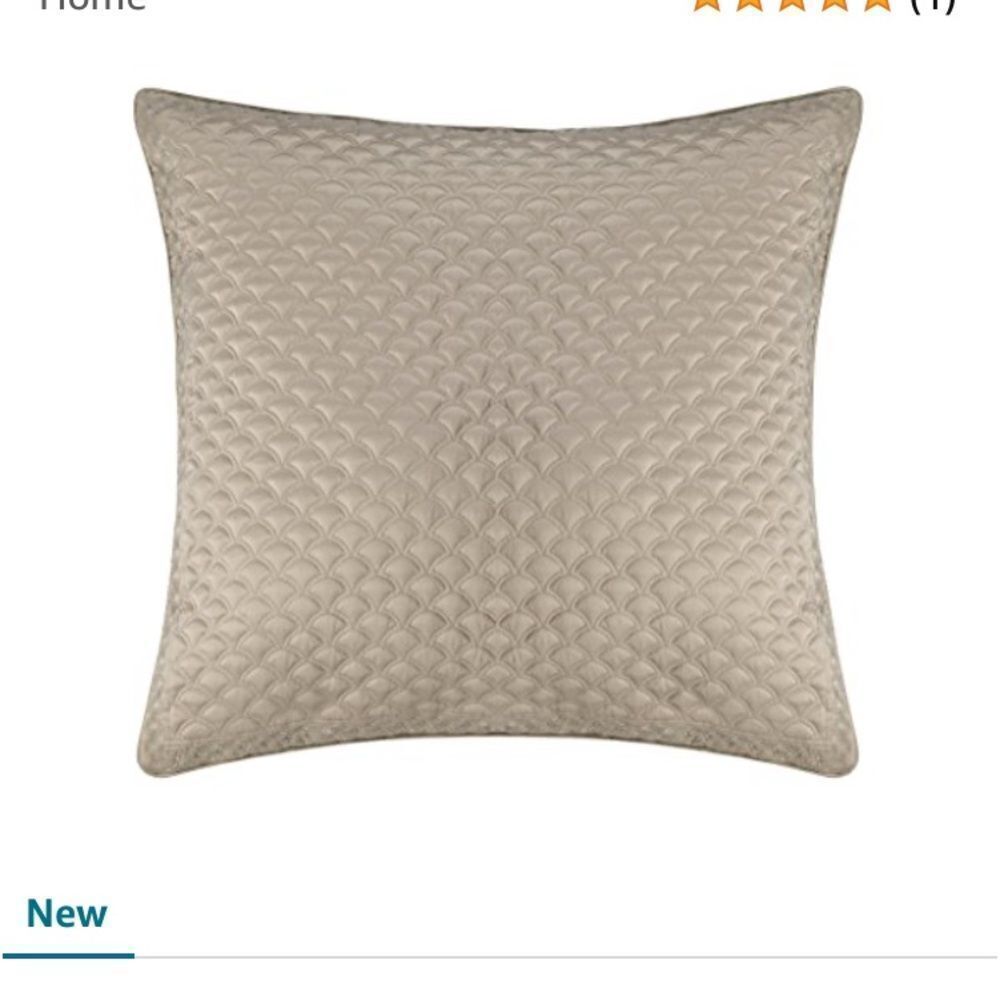 Five Queens Court Zarah Satin Damask Embroidered Euro Pillow Sham, Taupe